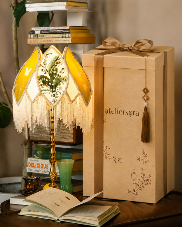 Lily Embroidered Brass Accent Lamp