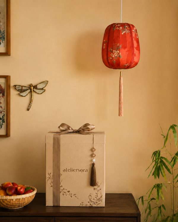 Apricot Blossom Fabric Lantern Light