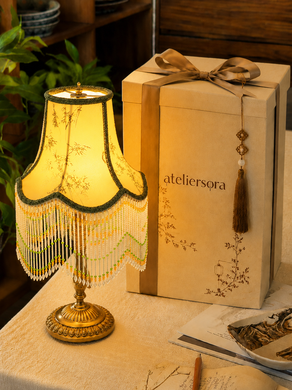 Bamboo Whisper Vintage Brass Lamp