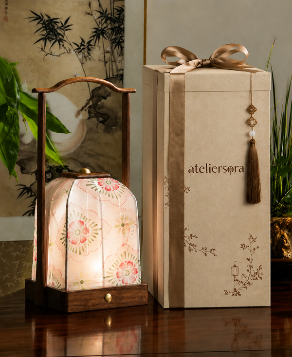 Bamboo Grain Pagoda Handle Lantern Lamp