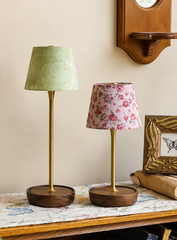 Rose French Vintage Walnut Touch Lamp