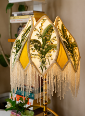 Lily Embroidered Brass Accent Lamp