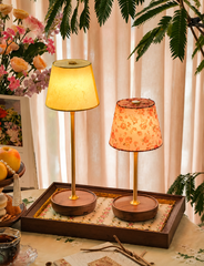 Rose French Vintage Walnut Touch Lamp