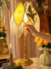 Lily Embroidered Brass Accent Lamp