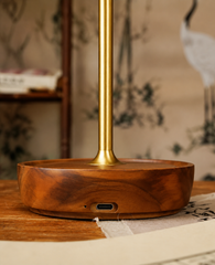 Rose French Vintage Walnut Touch Lamp