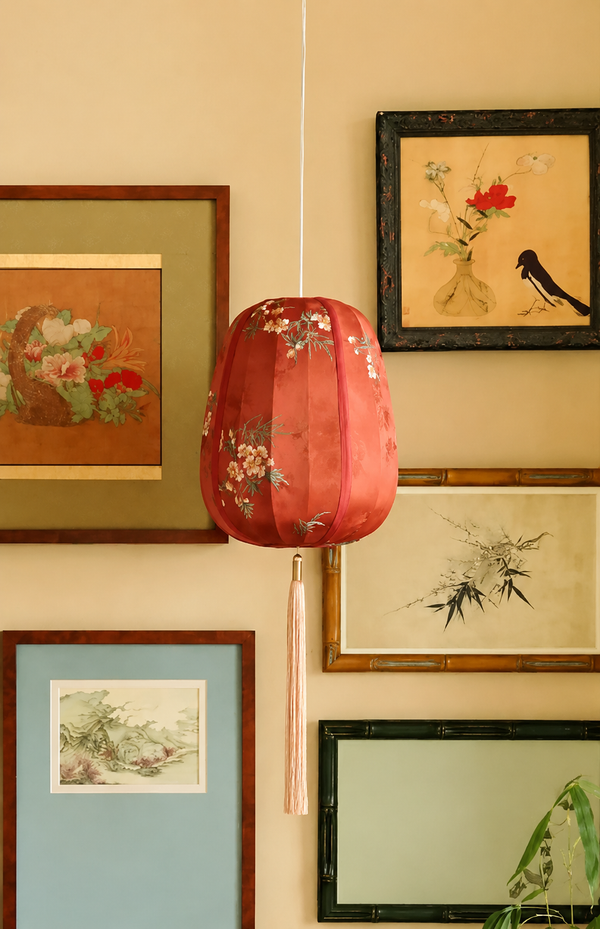 Apricot Blossom Fabric Lantern Light