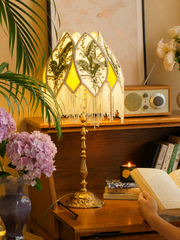 Lily Embroidered Brass Accent Lamp